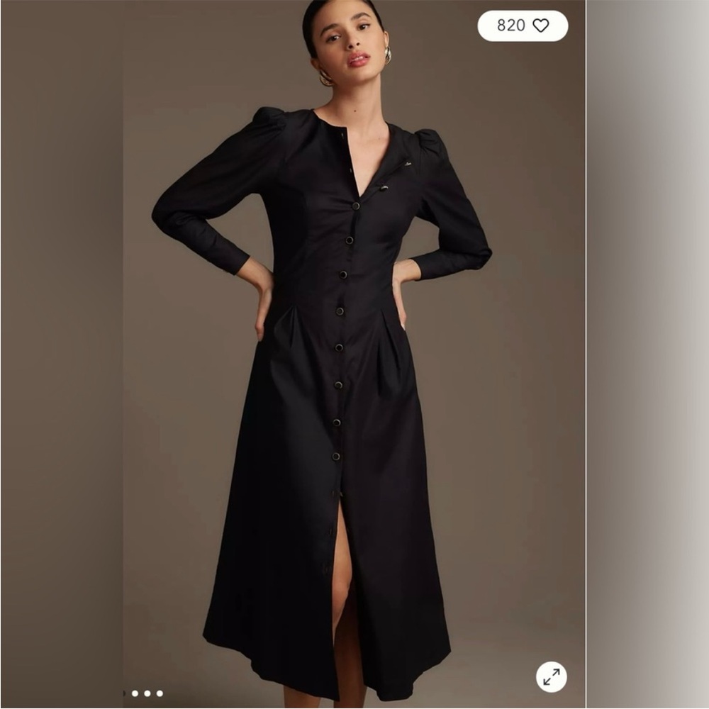 Reformation Halia Black Long Sleeve Dress size 8